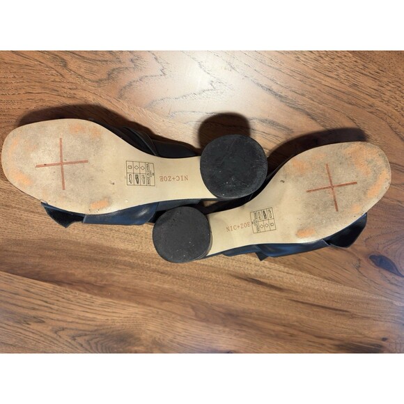 NIC+ZOE Poppy Women 8 M Black Leather Peep Toe Bow Block Heel - Picture 11 of 16